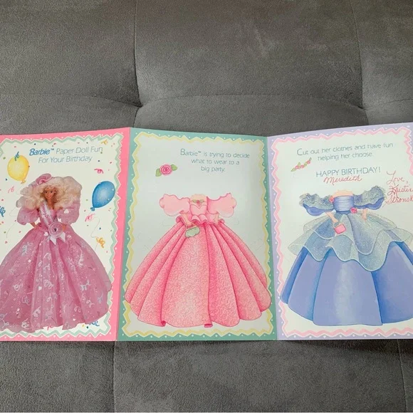 Vintage Barbie Paper Doll Birthday Card Cutout Outfits 1991 by Gibson Cards - Picture 3 of 11